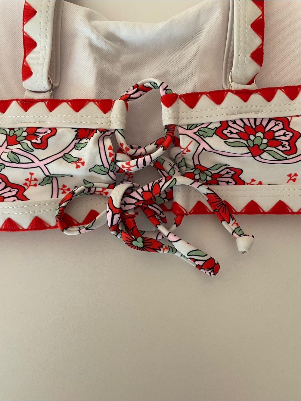Boho Floral Red Trim Two-Piece Women's Swim Bikini Set - Picture 8 of 9